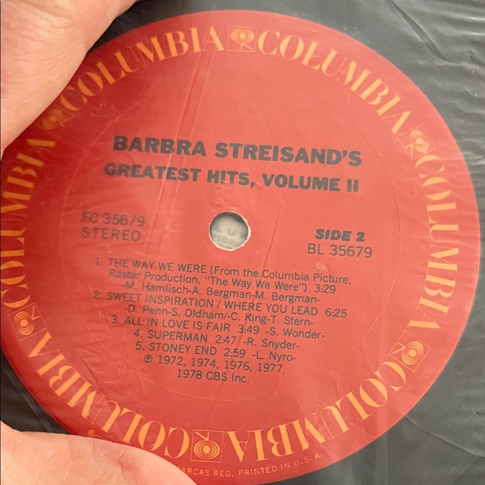 Columbia Red Vinyl Record Barbra Streisand‘s greatest hits